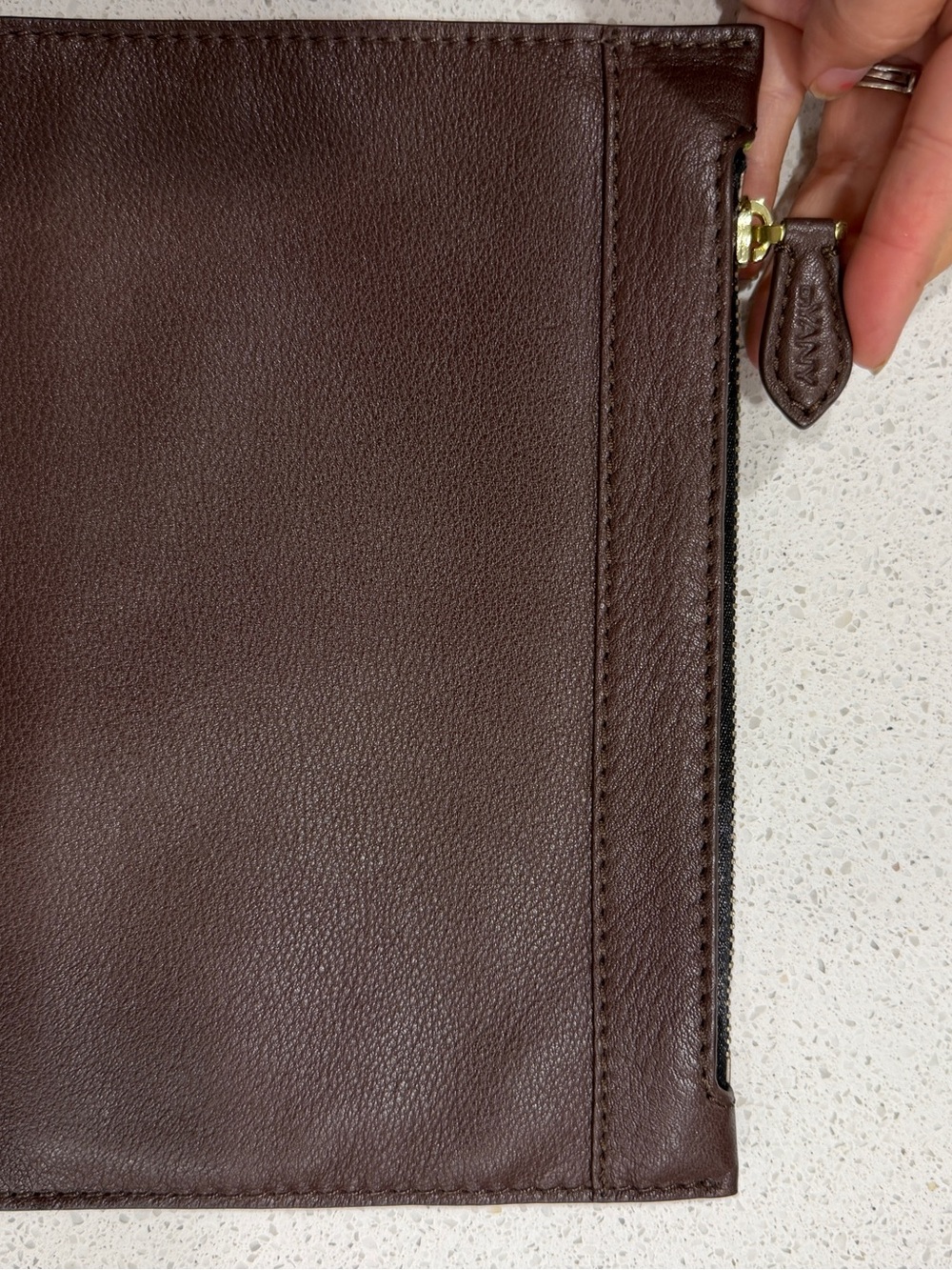 OrYany Brown Leather Zip Pouch